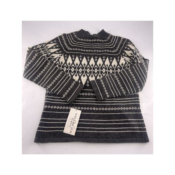 Vintage Villager Sport Sweater Womens Small Petite Gray Cream Cardigan Zip Wool - Picture 4 of 8